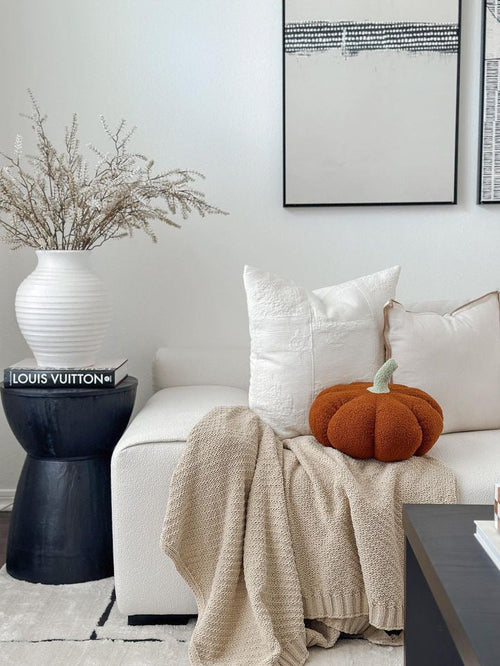 11” Jumbo Sherpa Orange Pumpkin Pillow