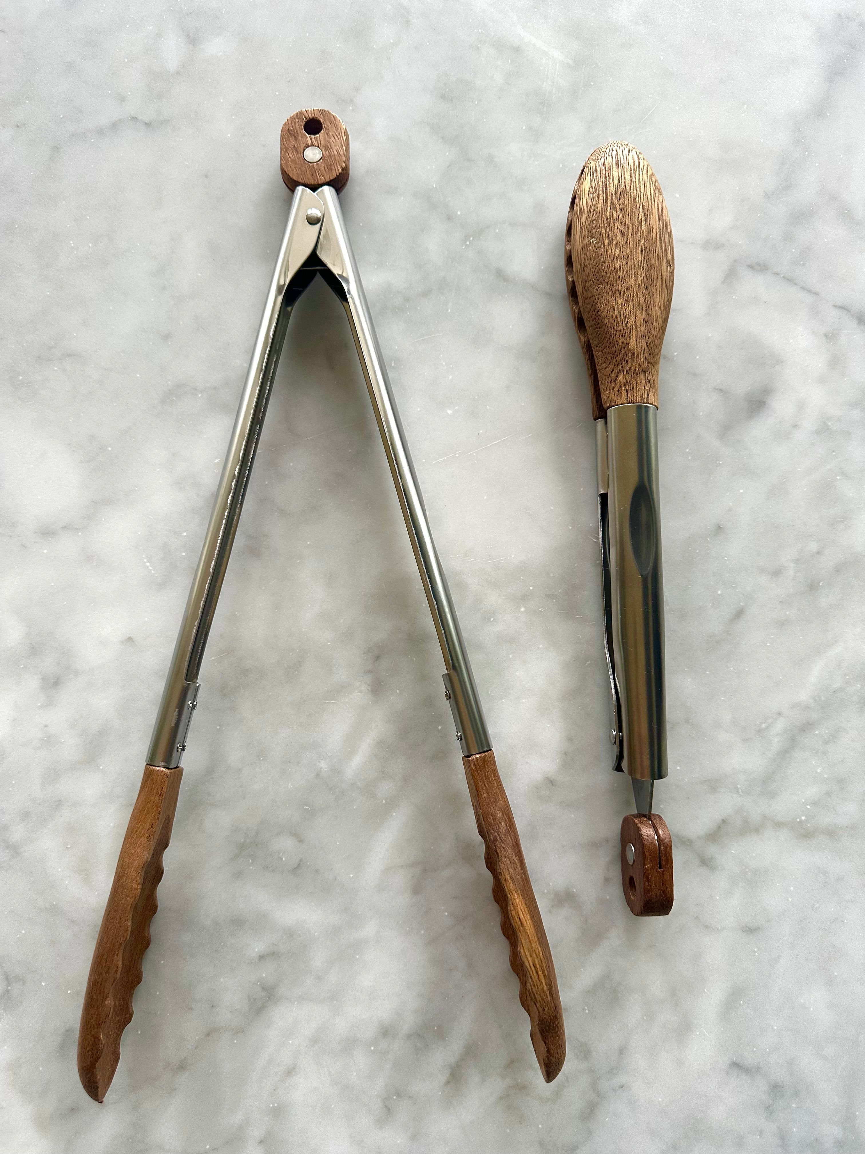 Carmel Acacia Wood Kitchen Tongs - 12" & 15" Set