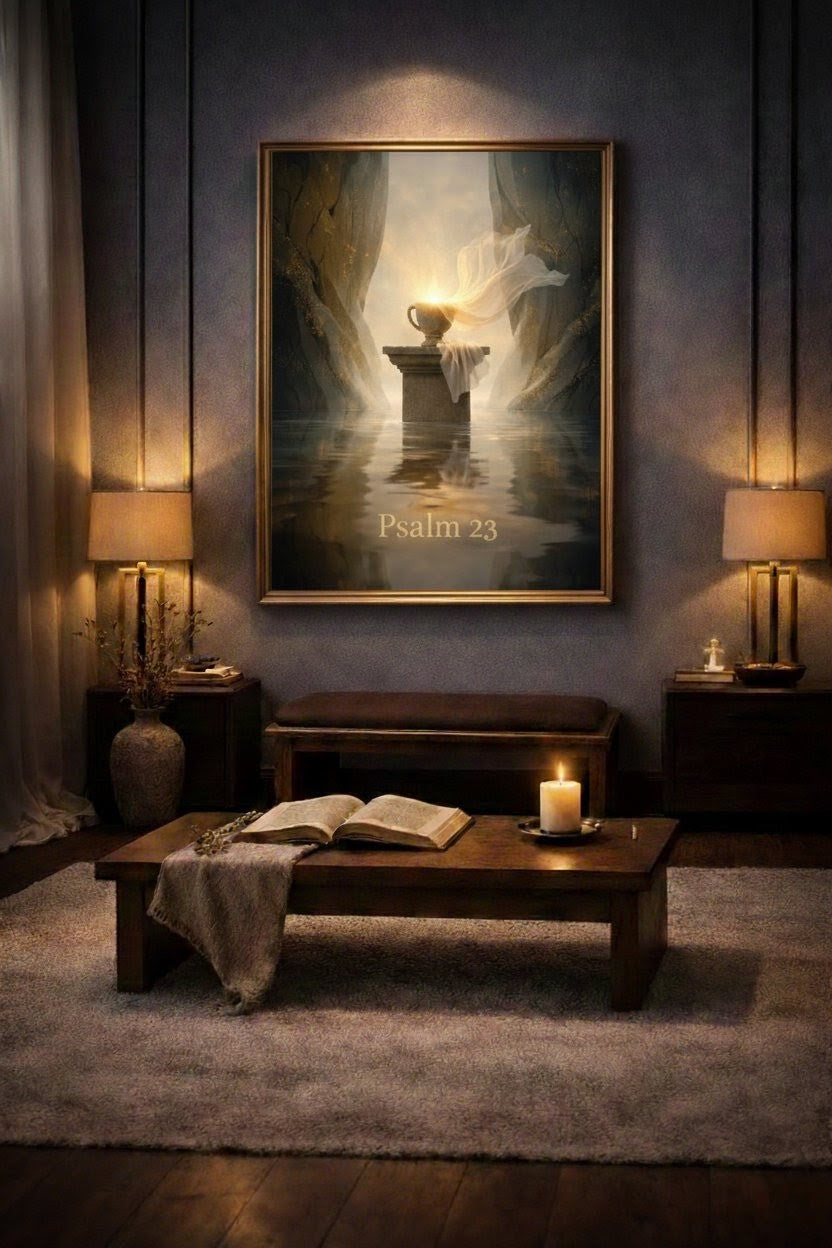 Psalm 23 — My Cup Runneth Over | Christian Luxury Wall Art Print