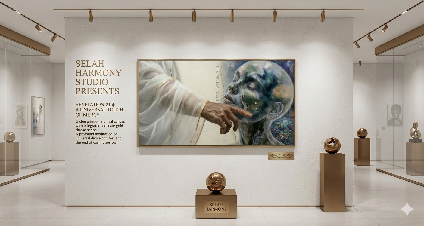 Revelation 21:4 — He Will Wipe Every Tear | Panoramic Christian Wall Art | Luxury Digital Download