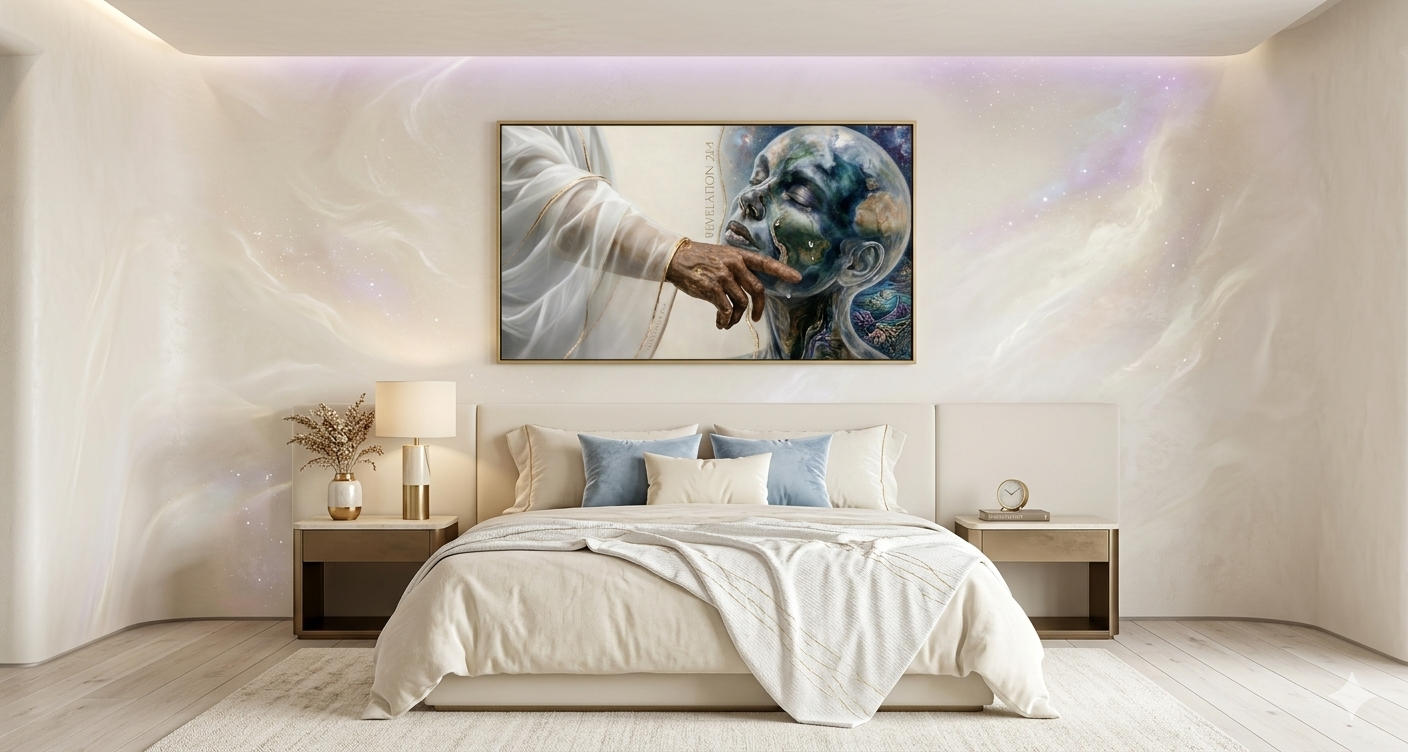 Revelation 21:4 — He Will Wipe Every Tear | Panoramic Christian Wall Art | Luxury Digital Download