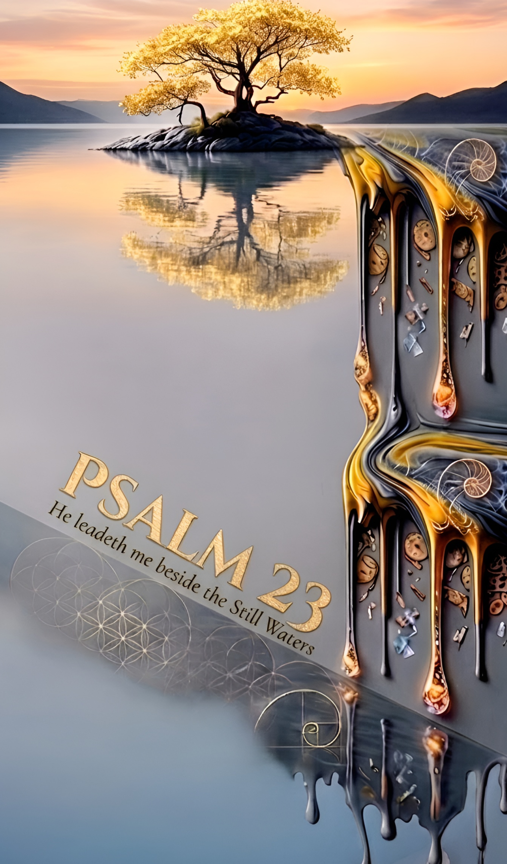Psalm 23 Still Waters Wall Art | Christian Digital Download | Luxury Faith Artwork | Bible Verse Print | Calm Neutral Decor