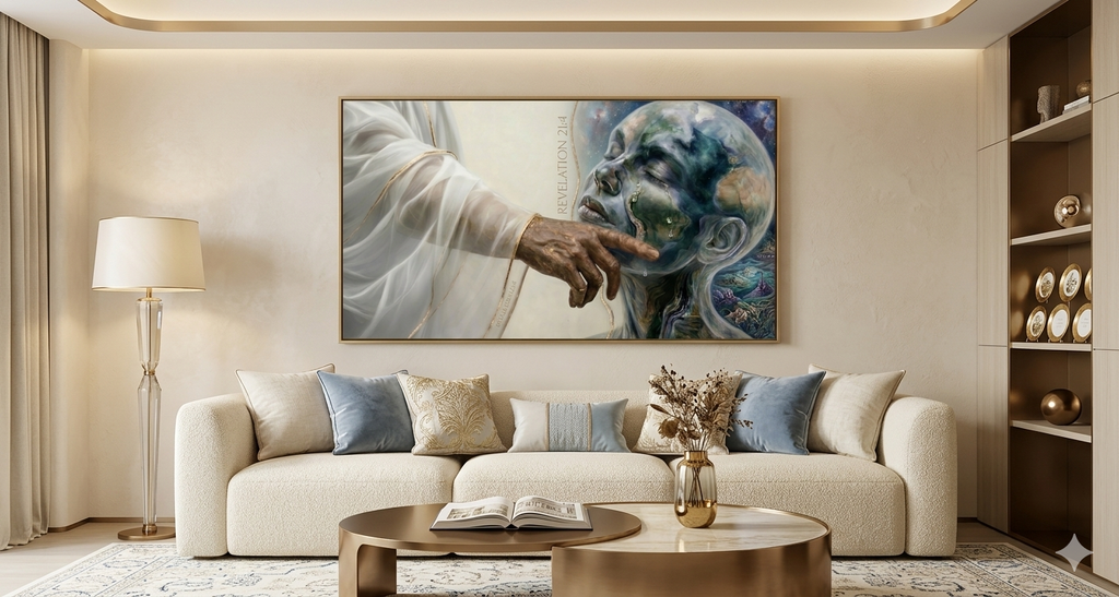 Revelation 21:4 — He Will Wipe Every Tear | Panoramic Christian Wall Art | Luxury Digital Download